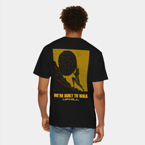 WE'RE BUILT TO WALK UPHILL T-SHIRT BLACK