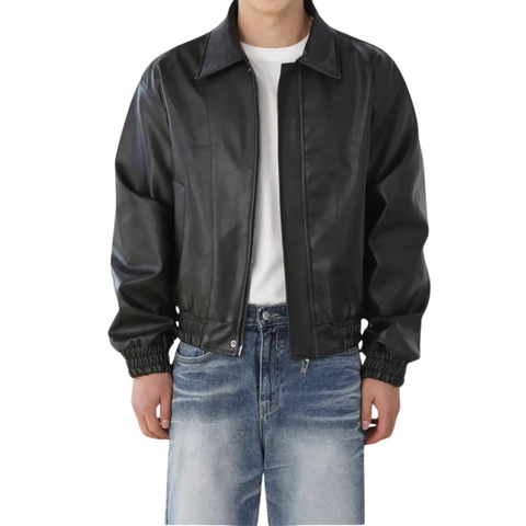 LEATHER ZIP-UP JACKET