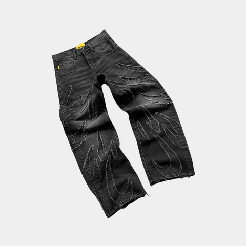 FLAME STITCH JEANS BLACK