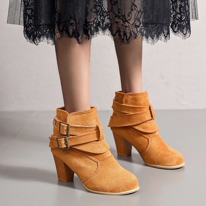 DOUBLE BUCKLE ANKLE BOOTS