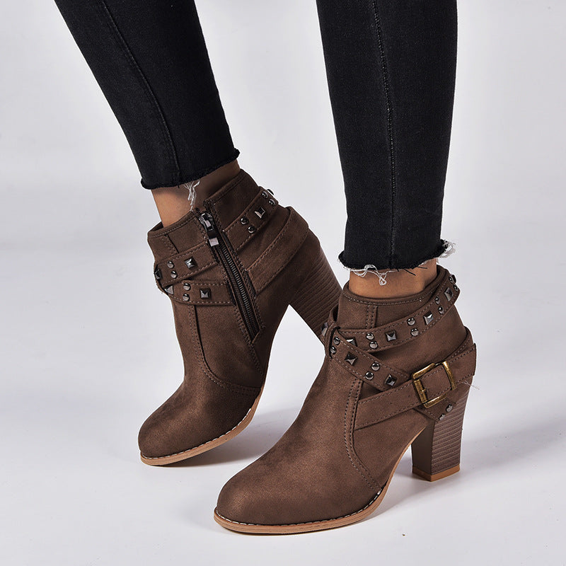 TONY STUDDED SUEDE ANKLE BOOTS