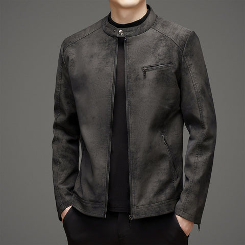 BOND TAB COLLAR LEATHER JACKET